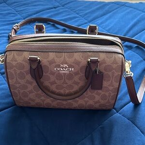 Coach Tan and Brown Rowan signature satchel small/medium